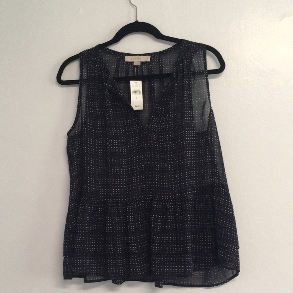 LOFT Sleeveless Purple Sheer Top